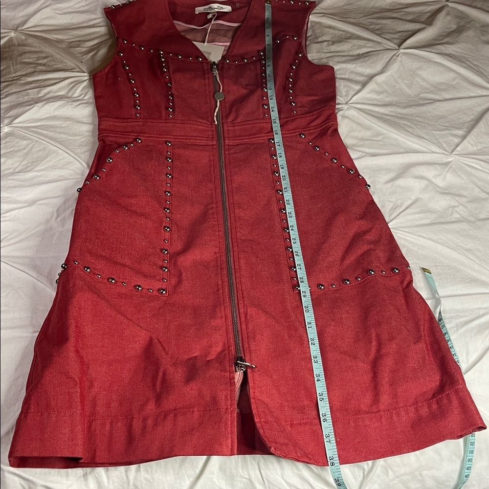 NWT Diane von Furstenberg Zip-Front Red Studded Sheath Dress - Picture 13 of 13